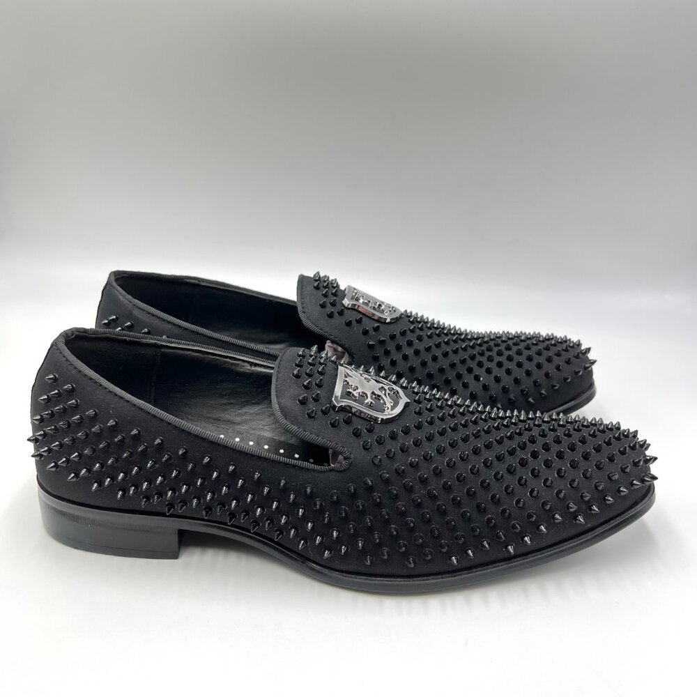 Stacy Adams Mens Size 7.5 7.5M Sabre Black Spiked Studded Slip On Loafers Shoes